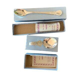 Early American Pewter Web Silver Company 1633 Ballet Feeding Baby Spoon set of 2
